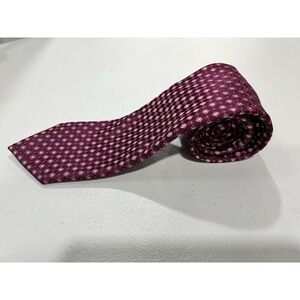 Michael Kors Men's Pointed Woven Tie Burgundy Pink Geometric One Size